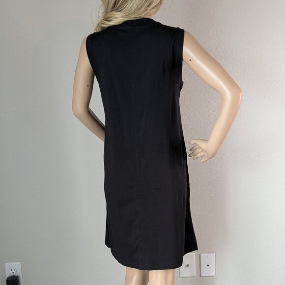 ATM Dress Size Small Black Jersey Mini Sleeveless Lightweight Crew Cotton NWT - Picture 3 of 16